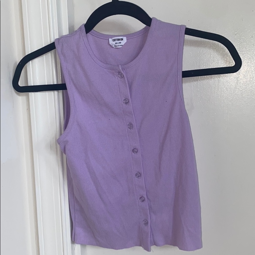 Purple button up tank